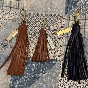Pony Brown and Black Leather Tassel Keychains